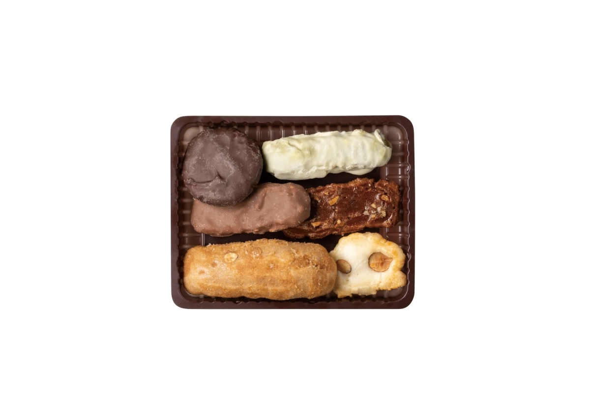 Assortment of Hitokuchi Arare Chocolat Mix in a tray