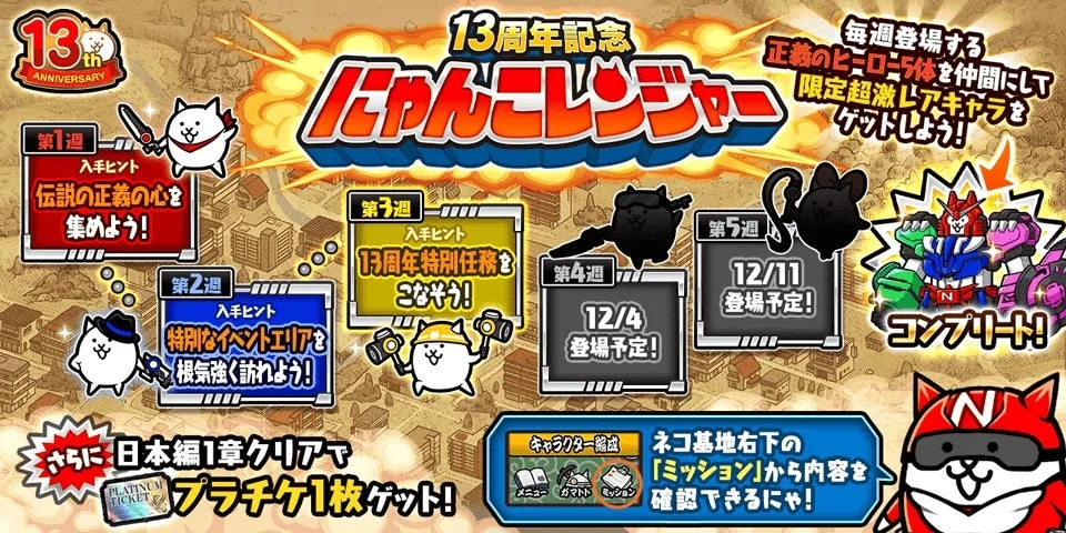 The Battle Cats Nyanko Ranger 13th Anniversary Event