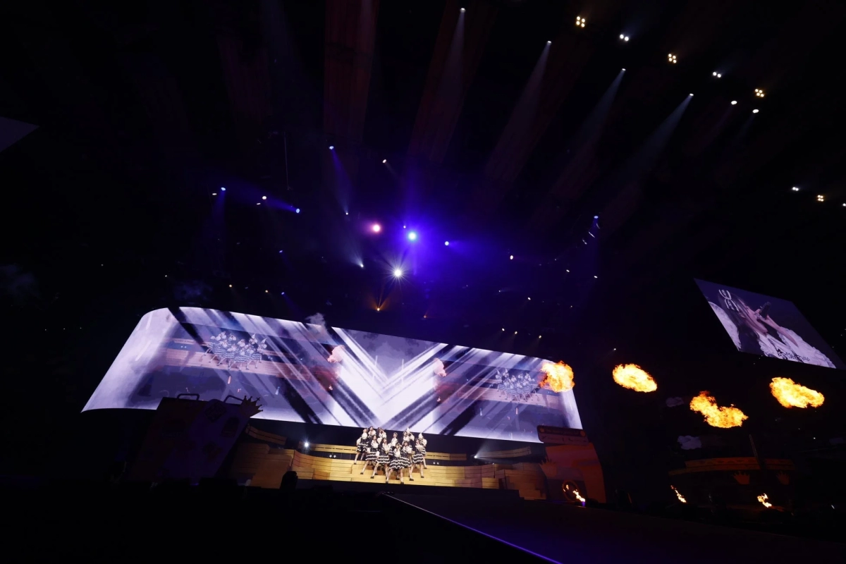 Stage with pyrotechnic effects during ≒JOY's performance