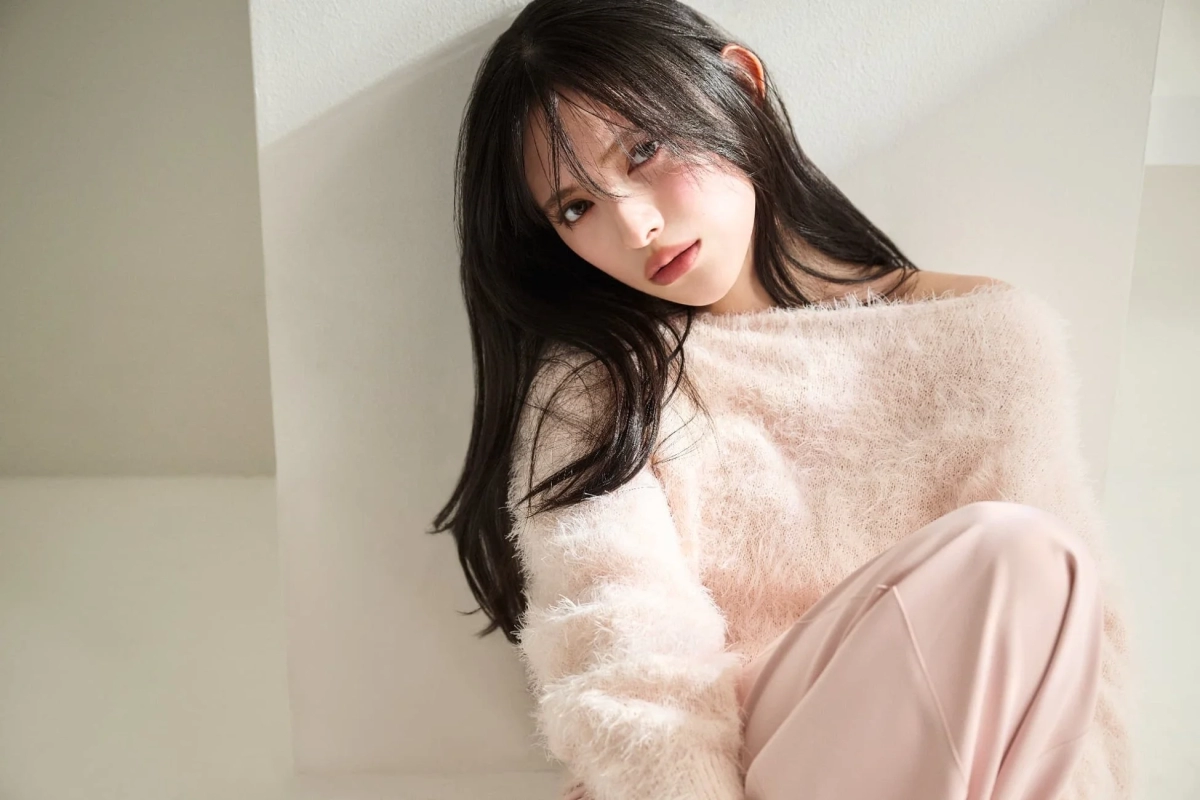 Pink fluffy off-shoulder top and skirt