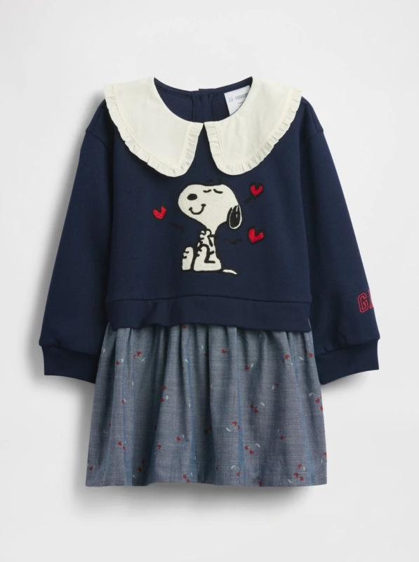 Snoopy Ruffle Collar Sweatshirt Dress