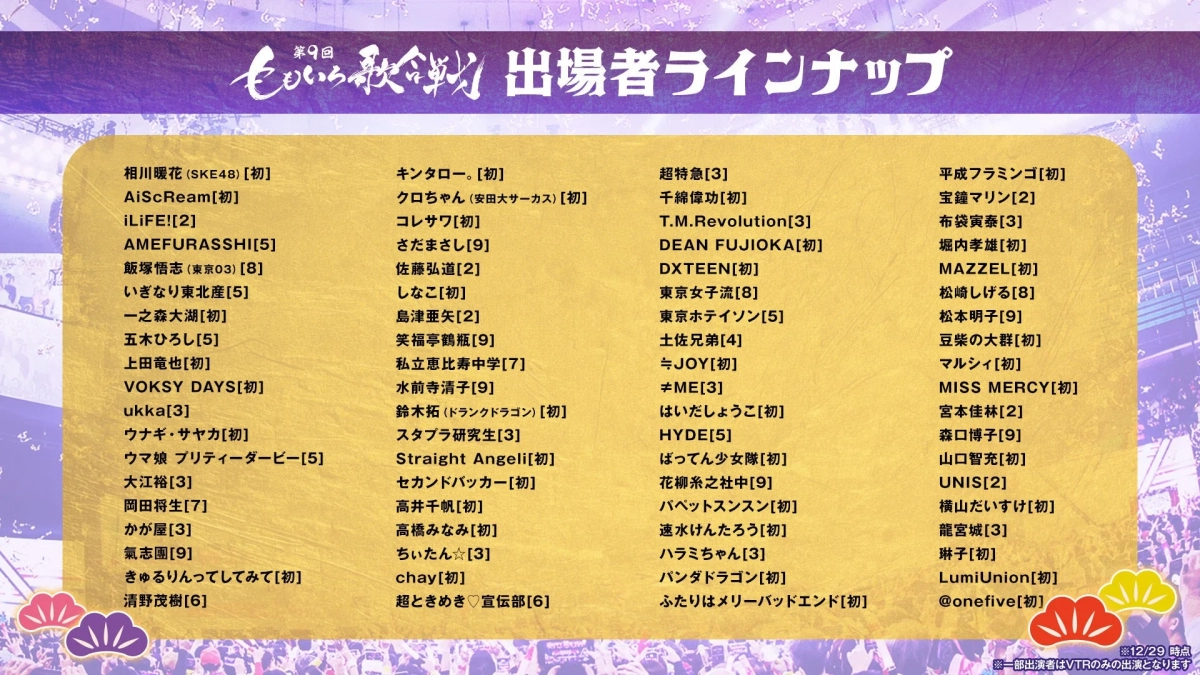 The 9th Momoiro Uta Gassen Lineup