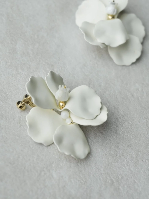White Flower Earrings