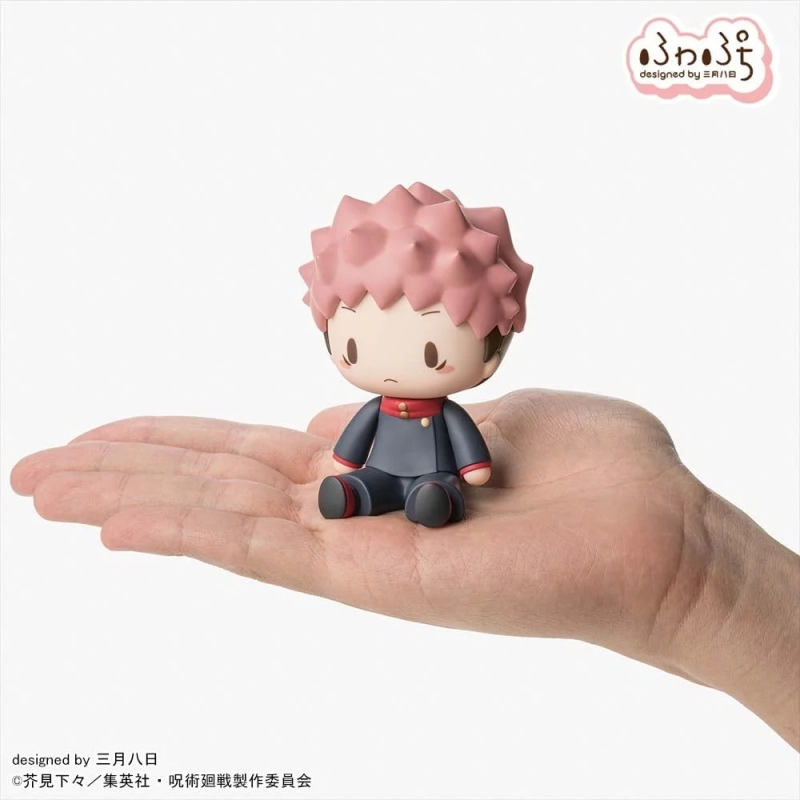 Yuji Itadori Fuwapuchi figure held in a palm