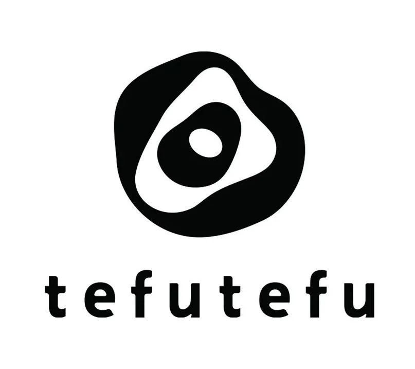 The tefutefu logo, an abstract black concentric circle design with the word 'tefutefu' below it on a white background