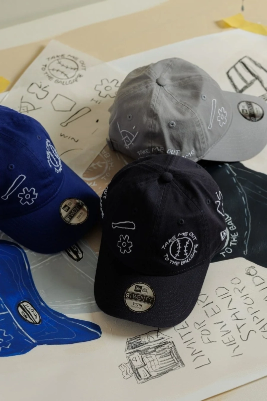 Caps with art sketches and designs