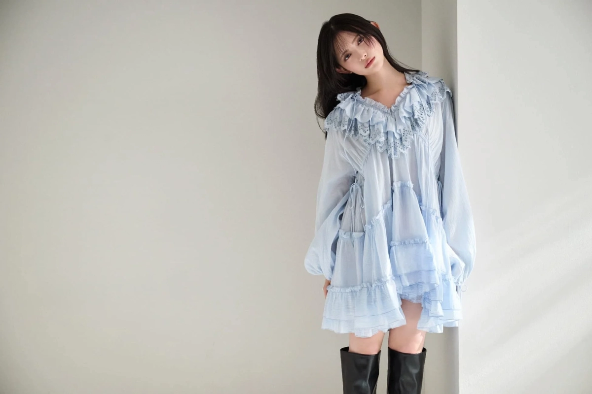 Light blue tiered dress