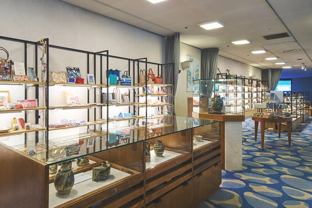 Shop interior with various goods on display