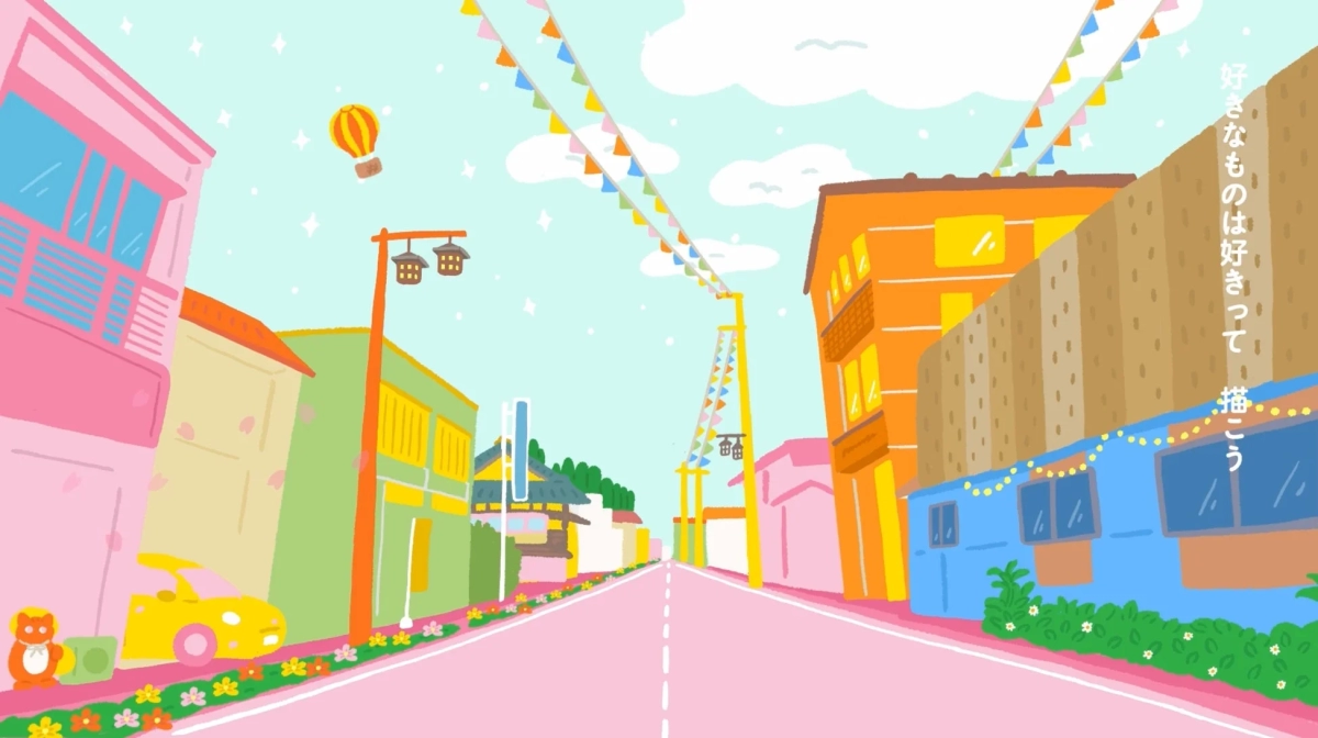 MV Scene: Colorful town illustrations