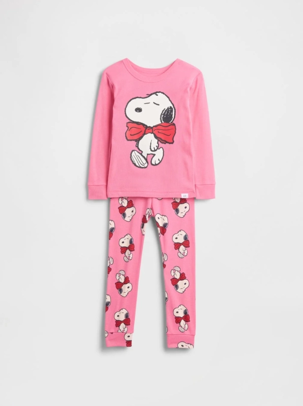 Snoopy Organic Brushed Cotton Pajama Set (Pink)