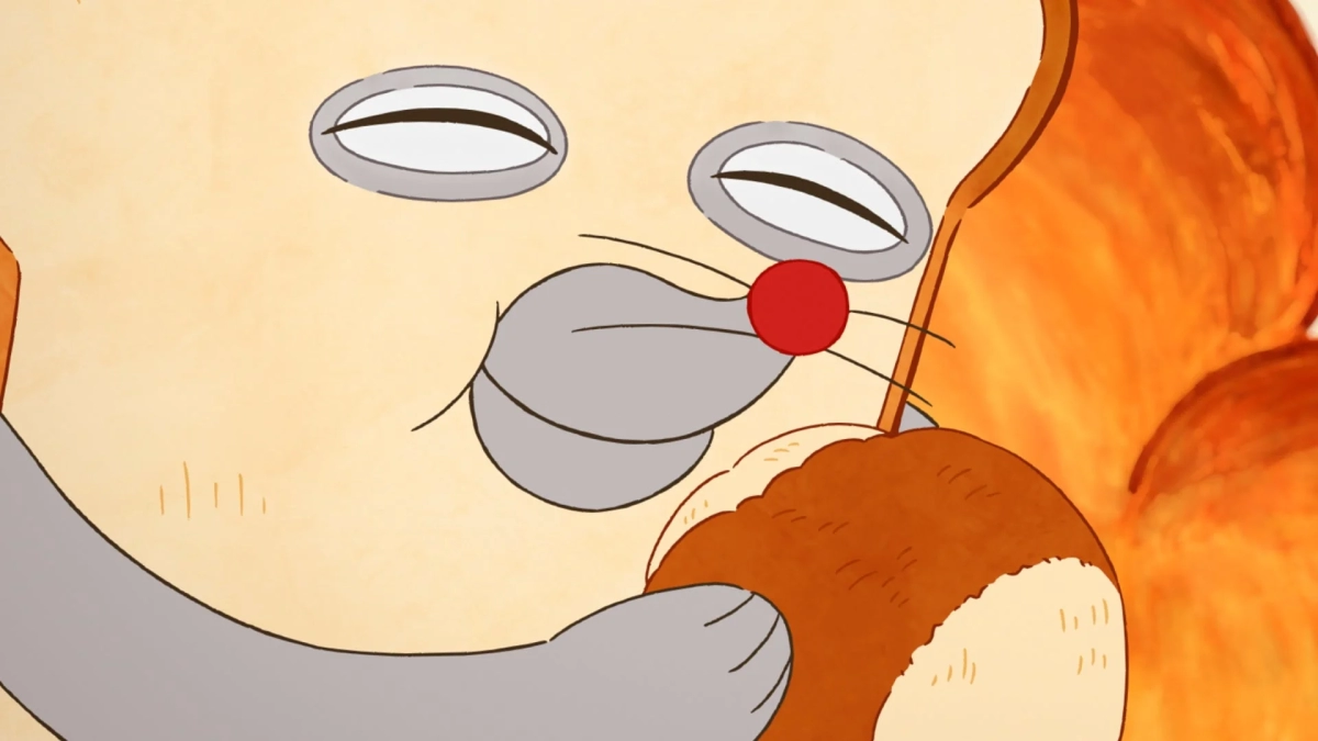 Seal-like Character Eating Bread