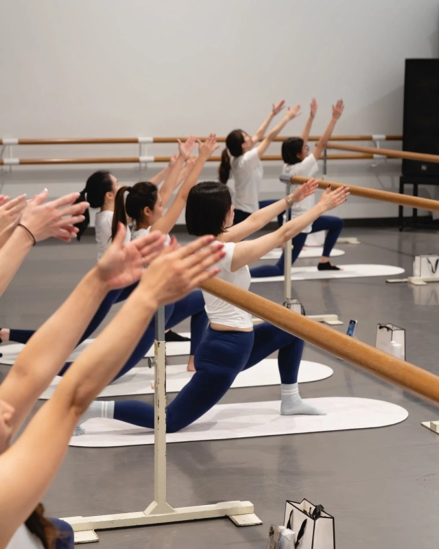 Fitness session with ballet bar