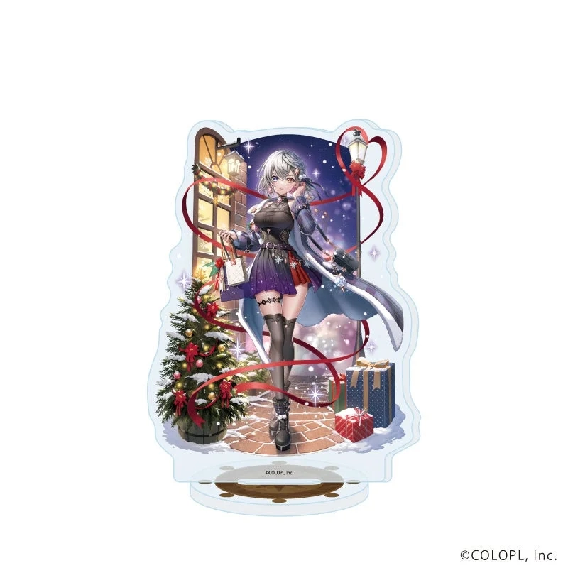 Acrylic Stand featuring a silver-haired Shironeko Project character in a winter setting