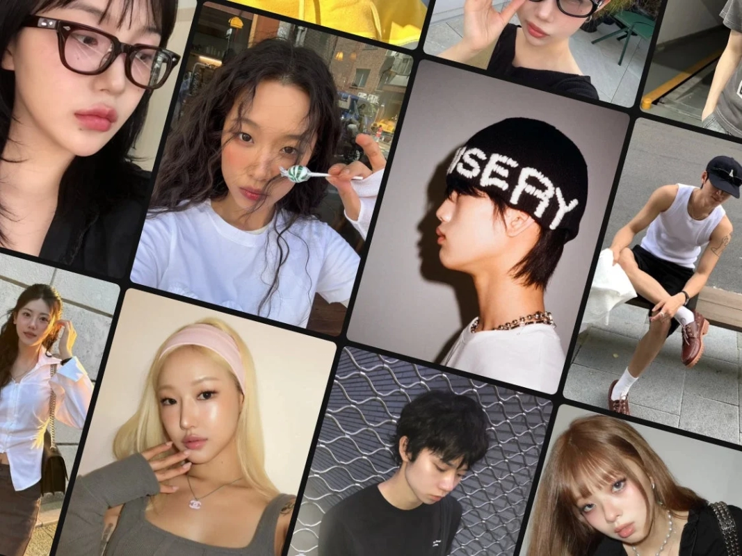 A collage of diverse young people's portraits, showcasing various street styles and expressions, symbolizing the intertwined fashion cultures.