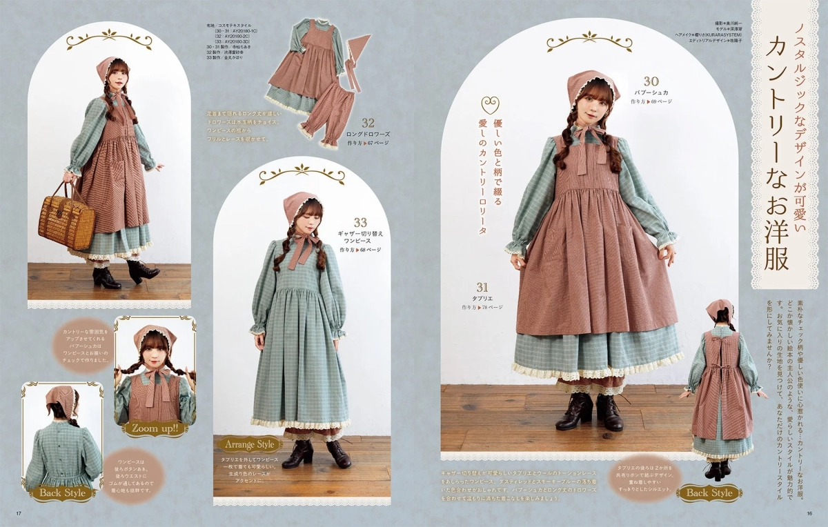 Country Lolita dress with tablier and babushka