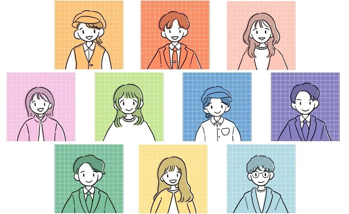 Illustration of smiling diverse people