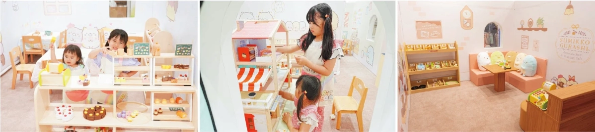 Children playing in Sumikkogurashi themed play area