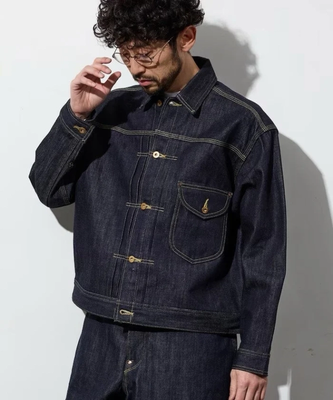 Male model in Lee denim jacket and pants