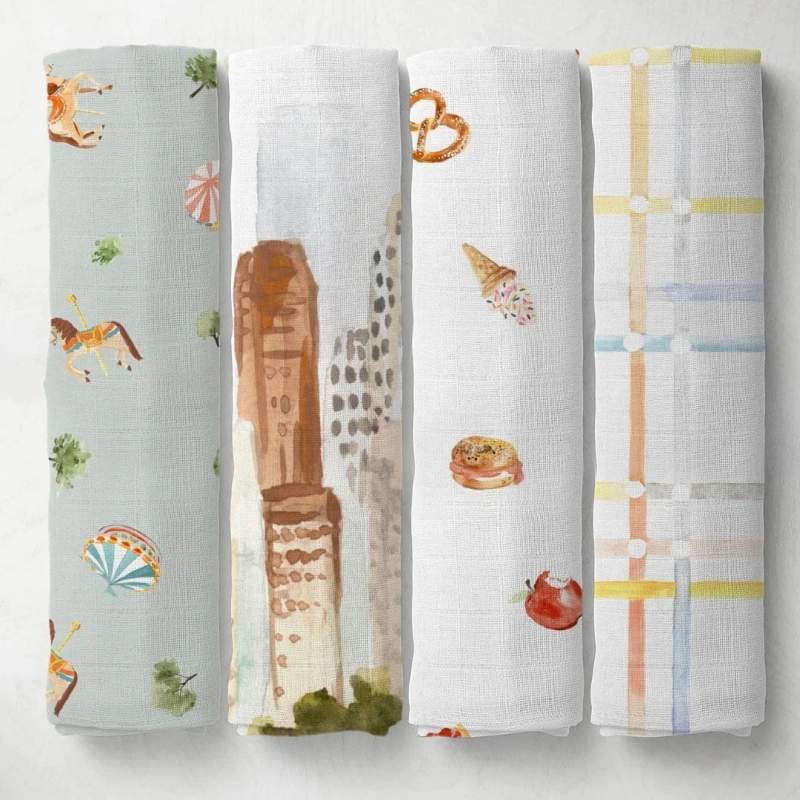 Multiple NYC-themed baby textiles