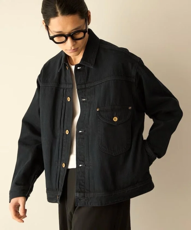 Male model in black Lee 101 denim jacket