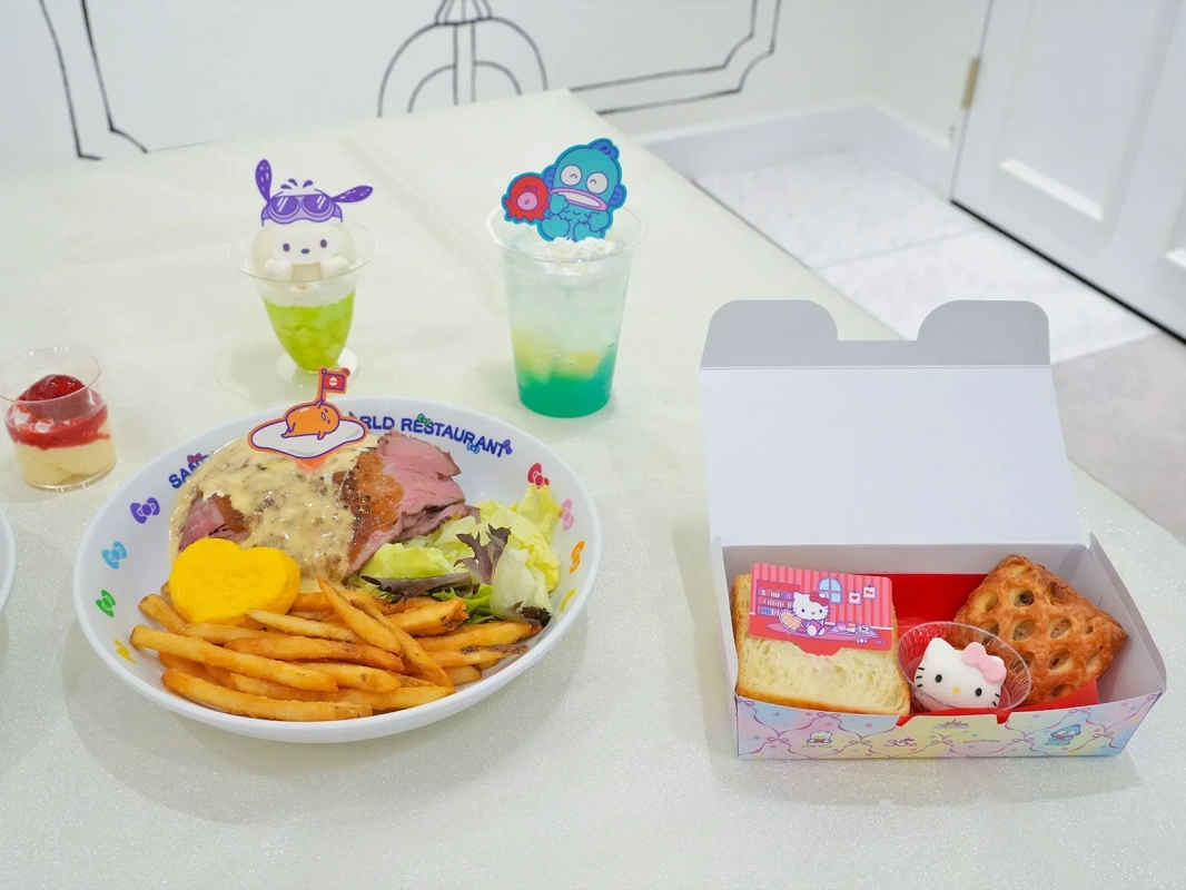 Variety of Sanrio themed dishes