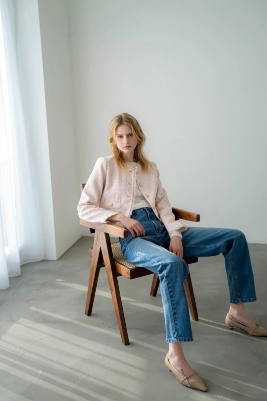 Pink Tweed Jacket and Denim