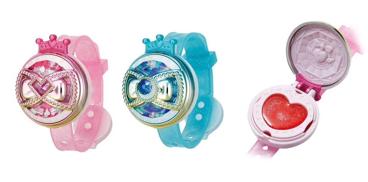 Pink and blue glittery toy bracelets