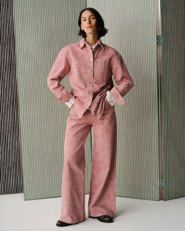 Marimekko Unikko Patterned Pink Denim Set-up
