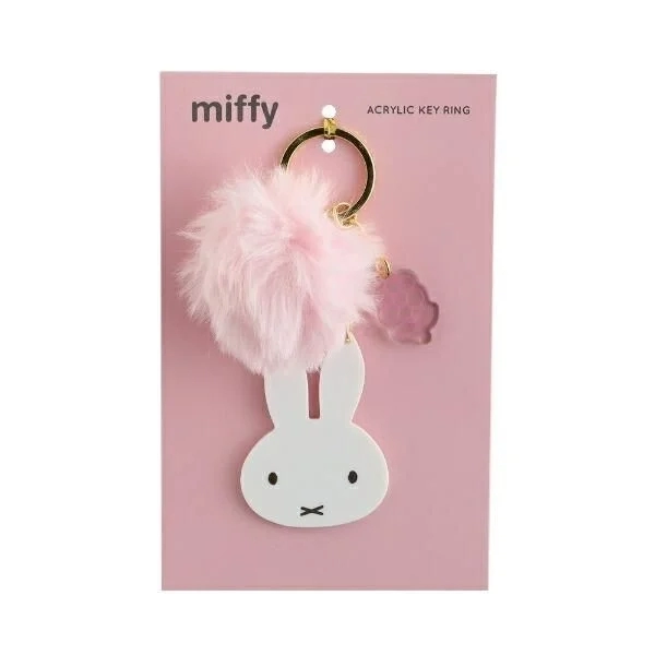 Miffy Acrylic Keyring with Pink Pom-pom