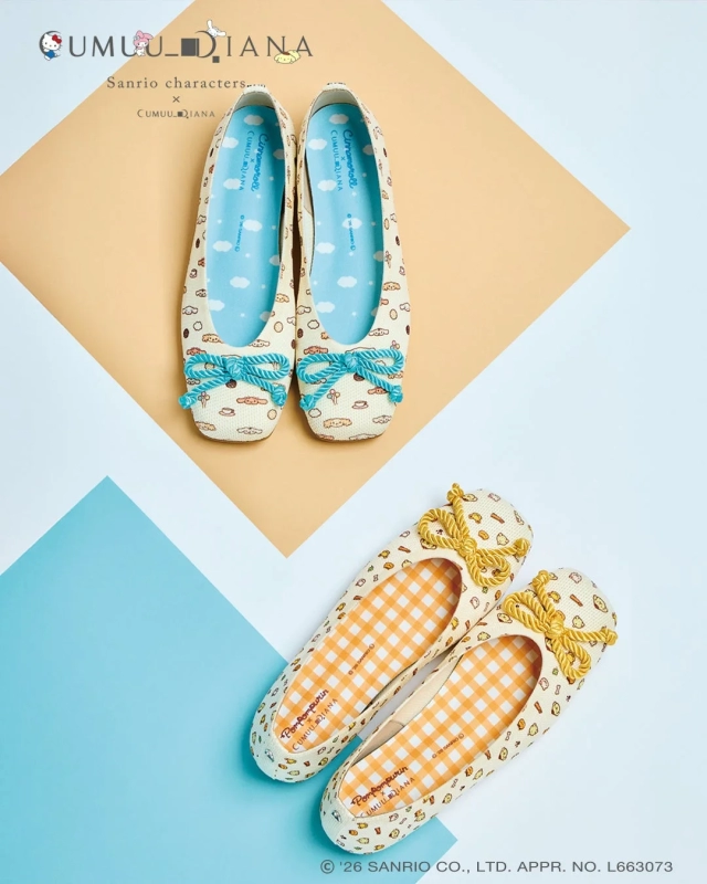 Pompompurin and Cinnamoroll CUMUU_DIANA Knit Ballet Shoes