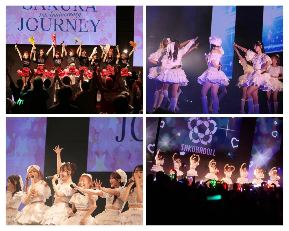 SAKURADOLL performing on stage with audience holding light sticks