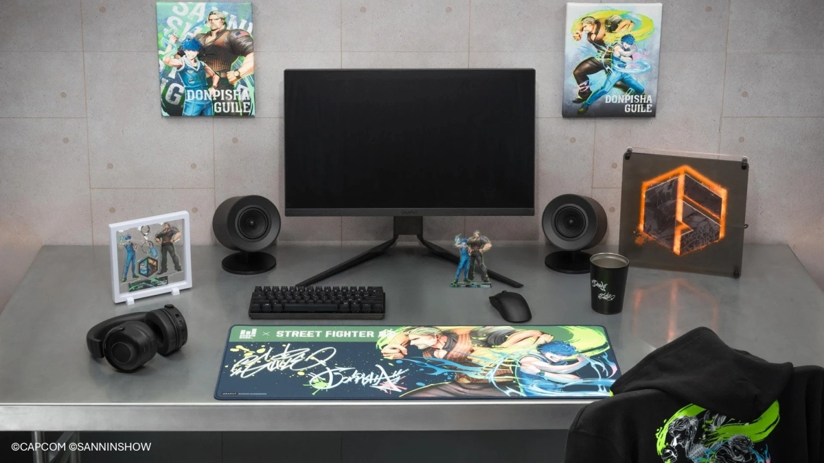 Desk setup with goods