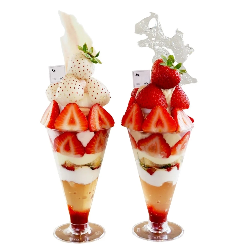 Two elegant strawberry parfaits