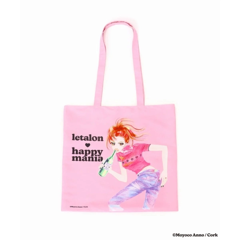 Pink Happy Mania Tote with Bottle Illustration