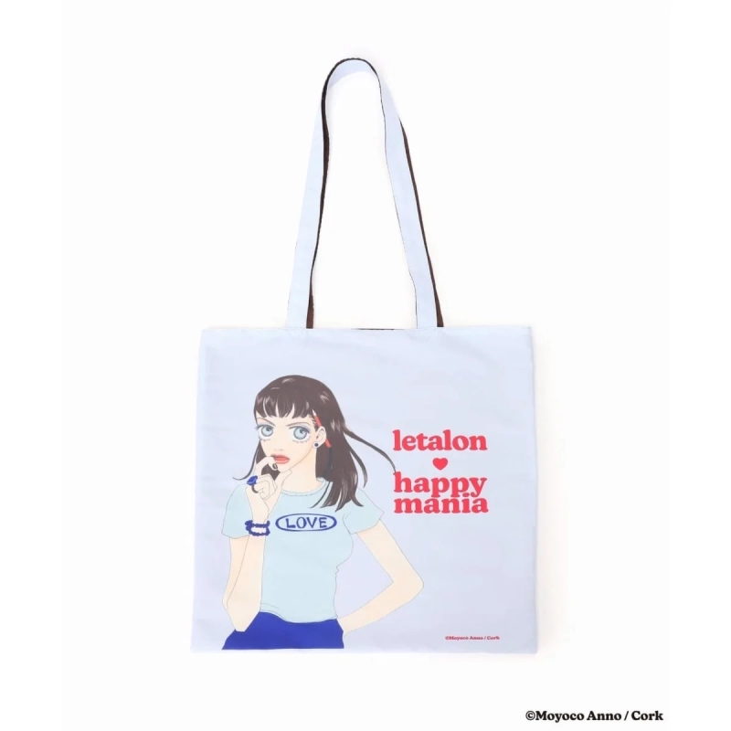 White Happy Mania Tote with LOVE Illustration