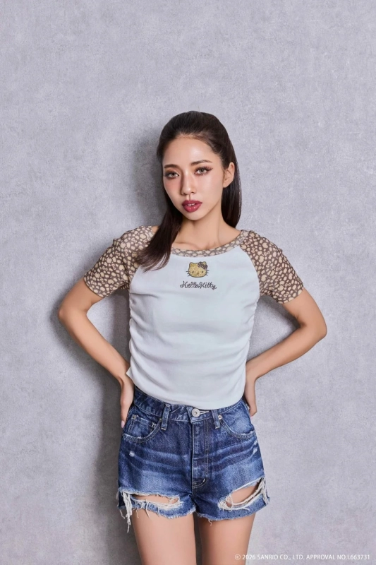 GYDA×Hello Kitty Leopard Raglan T-shirt (Beige)