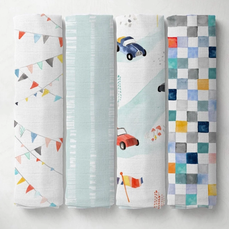 Multiple Vintage Cars-themed baby textiles