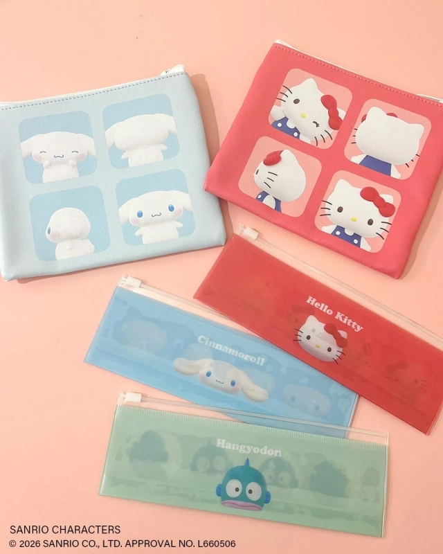 Flat Pouch and Toothbrush Set with Sanrio characters