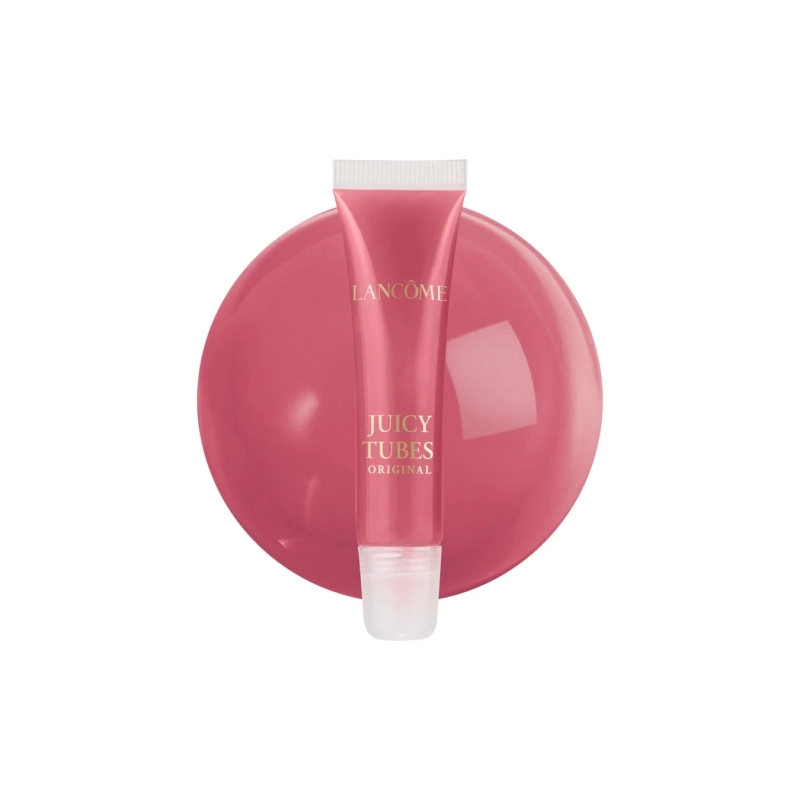 Pink Lancôme Juicy Tubes lip gloss on a matching background