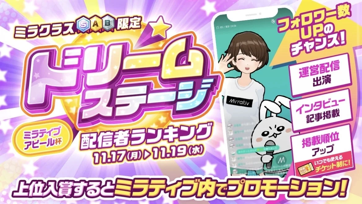 Mirrativ Appeal Cup Dream Stage Streamer Ranking