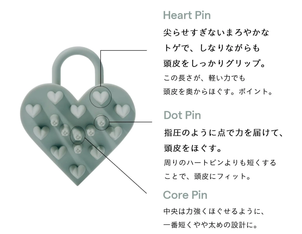 Heart Lock Scalp Brush Pin Structure