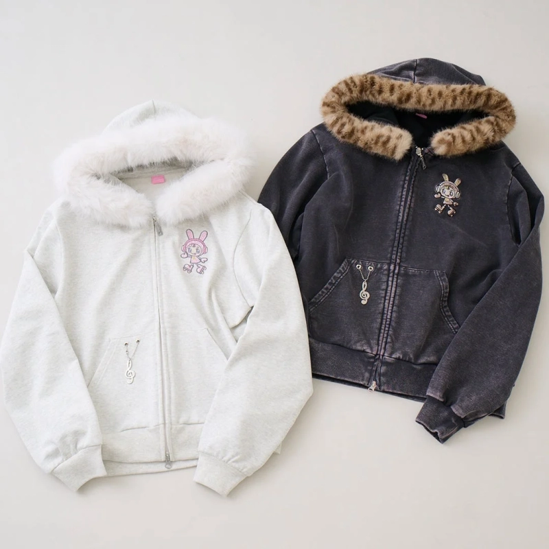 Leopard Print Berrie-chan Faux Fur Hoodie Zip Parka