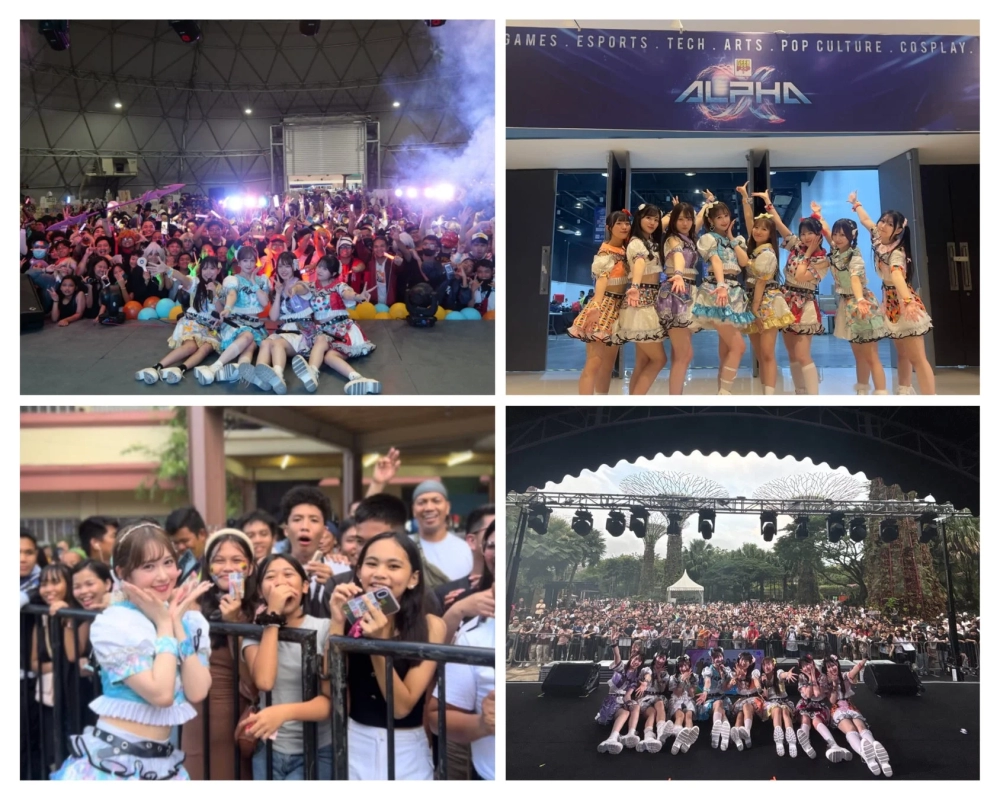 Collage of SAKURADOLL's international performances and fan interactions