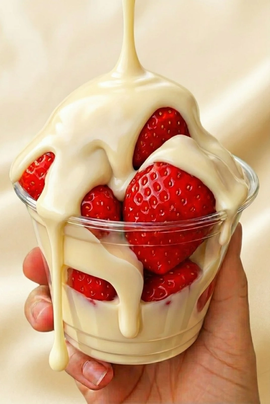 Strawberries with condensed milk