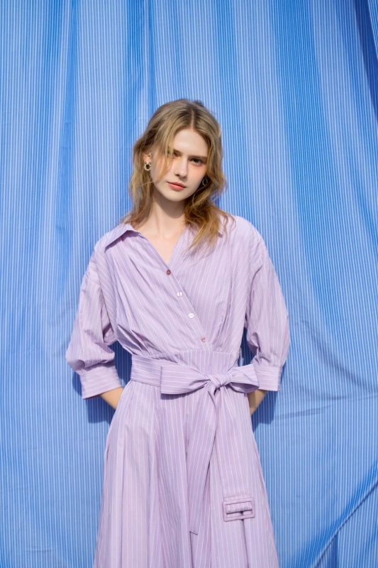 Model in Striped Top and Layers