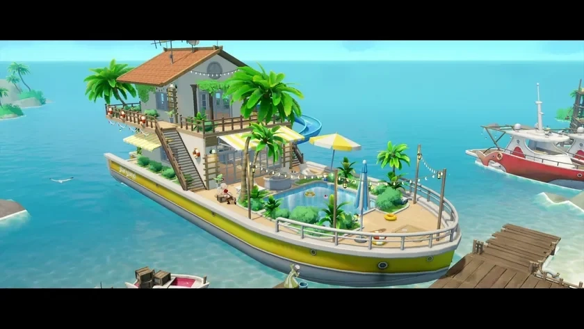 Houseboat with pool and slide