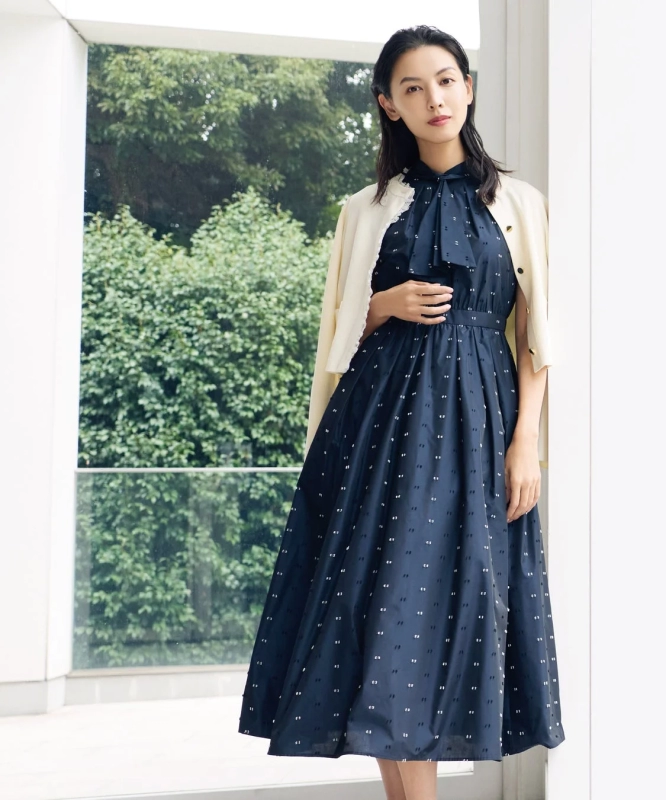 Navy & White collection piece: Dotted dress and cardigan