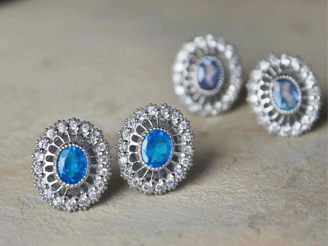 Elegant blue gemstone earrings