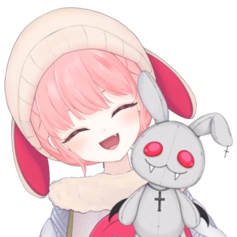 Umi Yozora, a pink-haired VTuber with rabbit ears and a plush toy