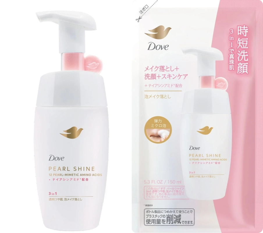 Dove Pearl Shine 3-in1 Transparent Glowing Skin Foam Makeup Remover